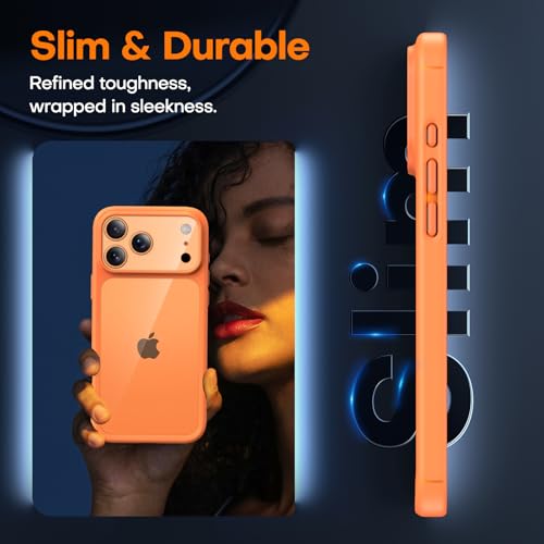 Image of TAURI for iPhone 17 Pro Max Case, with Screen Protector, Orang | Full Camera Protection, Anti-Yellowing Military-Grade Protection Shockproof Slim Phone Case for iPhone 17 ProMax