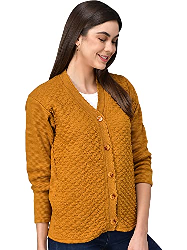 eKools� Women’s Winterwear Woolen Sweater Cardigans (M, Mustard)