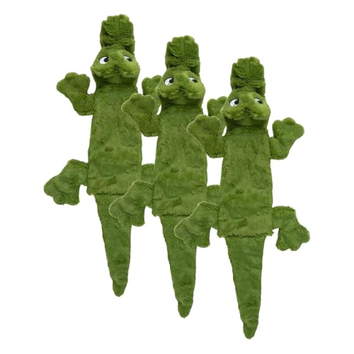 Image of Best Pet Supplies 2-in-1 Stuffless Squeaky Dog Toys with Soft, Durable Fabric for Small, Medium, and Large Pets, No Stuffing for Indoor Play, Holds a Plastic Bottle - Alligator, Large (Pack of 3)