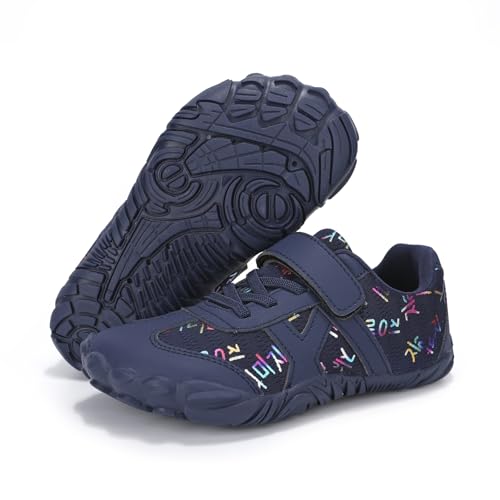 AONETIGER Zapatillas Barefoot Ancho Niños Niñas Calzado Descalzo Outdoor Minimalist Trail Running Shoes Ligero Deportivas Barefoot (Azul,30EU)