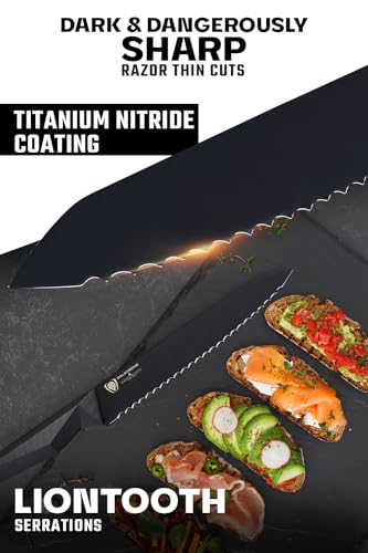 Dalstrong Serrated Utility Knife - 6.5 inch - Shadow Black Series - Black Titanium Nitride Coated Kitchen Knife - High Carbon - 7CR17MOV-X Vacuum Treated Steel Cooking Knife - Sheath - NSF Certified