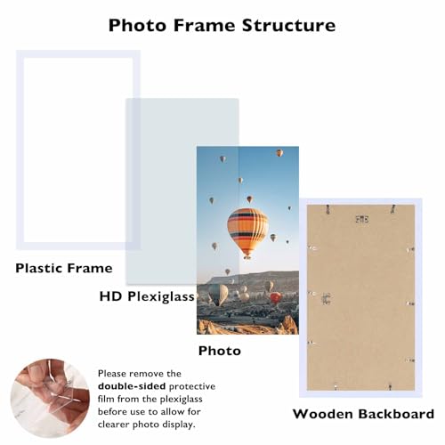 Image of JCJMY 8.5x14 Picture Frame White for Wall Hanging, Wall Mounting Horizontally or Vertically, 8.5 x 14 Wall Gallery Poster Photo Frame with Shatter Resistant Plexiglass, White