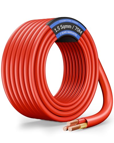 Image of FEDUS 3 Core 1.5 Sqmm Pure Copper Power Cable Cord Flame Retardant Heavy Duty Industrial Grade 16AWG Heavy Load Flexible Heat Resistant Electrical 100% Oxygen-Free Copper Wire for Home Appliances 70 M