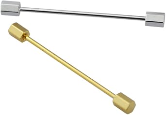 MeShow Mens Collar Pin Collar Bar Set 2Pcs Each of Gold and Silver