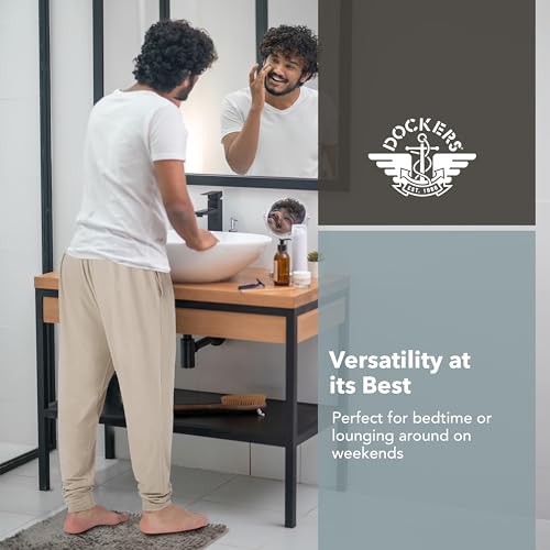 Dockers Calça de pijama masculina jogger, leve, casual, para dormir, Bege cáqui, P