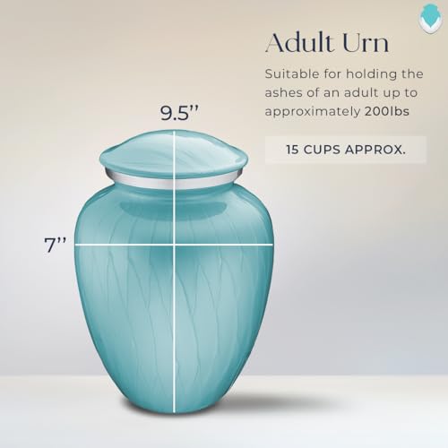 Image of Geturns Embrace Adult Personalized Butterfly Cremation Urns for Human Ashes I Large Pearl Light Blue Funeral Urn for Men and Women I 200 lbs