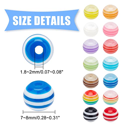 Ph Pandahall 450 Pcs 8Mm Acrylic Resin Bead Round Stripe Pebbles Beads For Bracelet Necklace Diy Craft Jewelry Making Mixed Color #TOP1