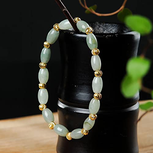 Lumillion Jade Bracelet For Women ,Beaded Bracelets ,6 * 9Mm Natural Jade Beads,Brass Plated 18K Gold Spacer Beads,Diy Stretch Bracelet With 6.5-8 Inch Hand Circumference,Gifts For Girlfriend. thumb #5
