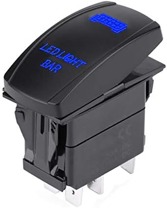 ESUPPORT 12V 20A Push Button Rocker Toggle Switch Blue LED Bar Light Car Auto