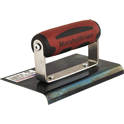 Fratasadora Marshalltown de acero azul con mango Durasoft, para redondear el hormigón, radio: 10 mm, labio 13 mm, tamaño de la fratasadora: 152x102 mm