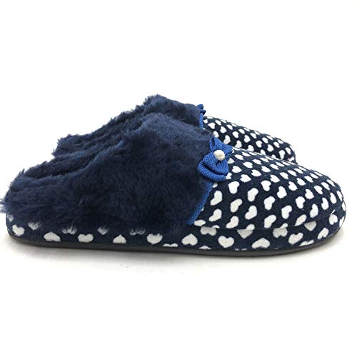 CHINELO PANTUFA KATURE CORAÇÃO PLUSH LAÇO PEROLA MARINHO FEMININO
