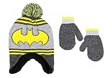 DC Comics Toddler Boy's Knit Batman Cold Weather Hat and Mitten Set, 2-4T