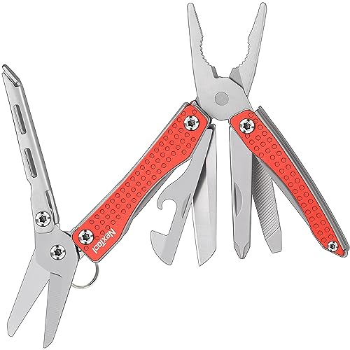 Image of Nextool EDC Keychain Multitool, 10 in 1 Mini Pocket Knife Multi Tool with Needlenose Pliers, Scissors, Mini Useful Cool Gadgets for Men, Father's Day Gifts from Daughter-Red