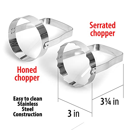 Maxam Hand Food Chopper Set - 1 Serrated & 1 Honed Stainless Steel Handheld Veggie Cutter With Handle For Salad, Fruit, Vegetables, Nuts, Biscuit, Cookie & Pastry - Easy To Use & Clean - Pack Of 2 #TOP1