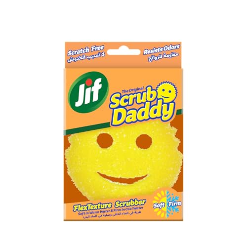 Jif Scrub Daddy Sponge Scrubber Scratch-Free Sponges For Dishes And Home Odor Resistant Soft In Warm Water Firm Cold Deep Cleaning Dishwasher Safe Multi-Use Functional Ergonomic 1 Piece