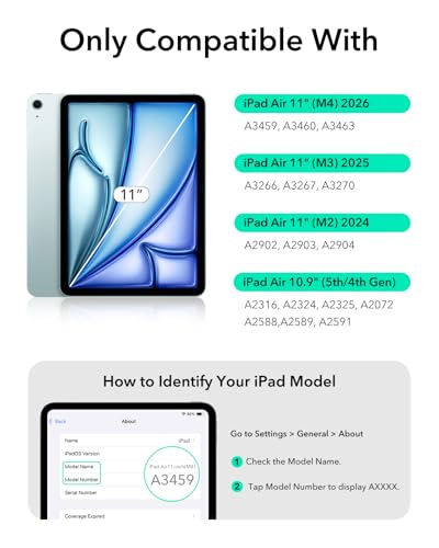 ESR iPad Air 11\ (M4/M3/M2) & 5./4. Gen Flex Hülle mit Tastatur, ultraleichte magnetische abnehmbare Keyboard mit Schreib- und Ansichtsmodi, großes Präzisions-Trackpad, Dunkelgrau