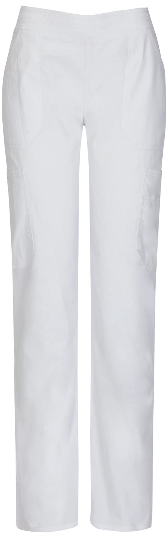Dickies EDS Signature Women Scrubs Pant Mid Rise Moderate Flare Leg Pull-on 82204AP, XXS Petite, White