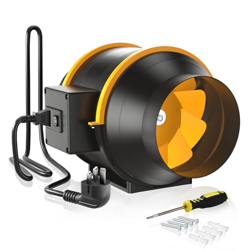 FanGoFast Ventilatore da condotto per estrazione fumi 125 mm Ventilatore da condotto in linea Ventilatore in linea 230V Silenzioso per bagno, ufficio, sale di crescita