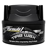 Formula 1 Tire Wax - Long Lasting Tire Gel for Black Glossy Tires, Water Resistant, Restores Plastic Trim, Foam Applicator Included, 10oz