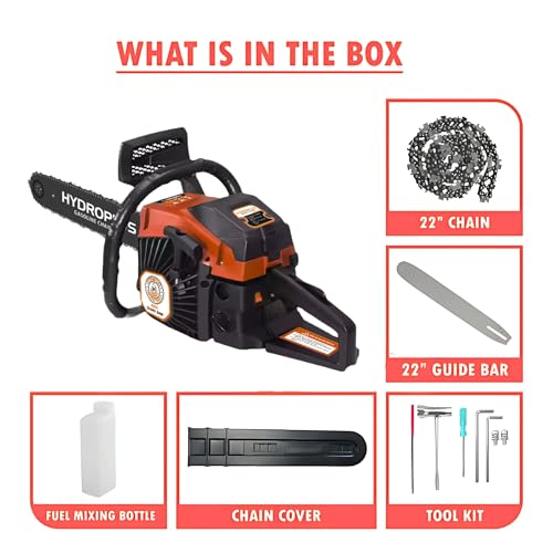 Image of HYDCS6200 Petrol Chainsaw | 62cc 2-Stroke Engine | 20 inch Guide Bar | 0.200L Fuel Tank | Heavy-Duty Wood Cutting Tool for Farming, Tree Felling, Branch Trimming & Outdoor Use