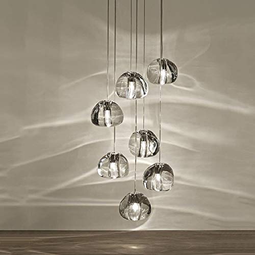 Lámpara de luz cálida con Personalidad Creativa, Escalera dúplex, para Restaurante, Villa, LED, Lluvia de meteoritos, candelabro de Cristal de Cerezo Americano, Buen Material (Color: A)