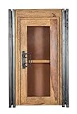 SIT-Panama Sit Möbel 9202-01 Hängeschrank Panama Shesham Natur mit schwerem Altmetall und Gebrauchsspuren, 44 x 21 x 72 cm, 1 Holztür mit Glaseinsatz