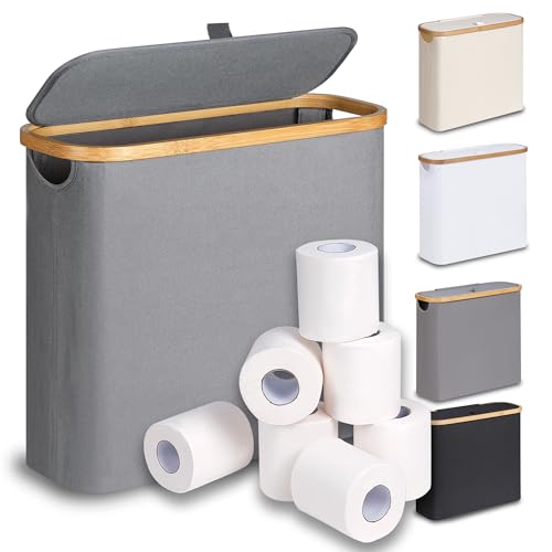 efluky 28L Toilettenpapier Aufbewahrung Korb mit Deckel, Bambus Toilet...