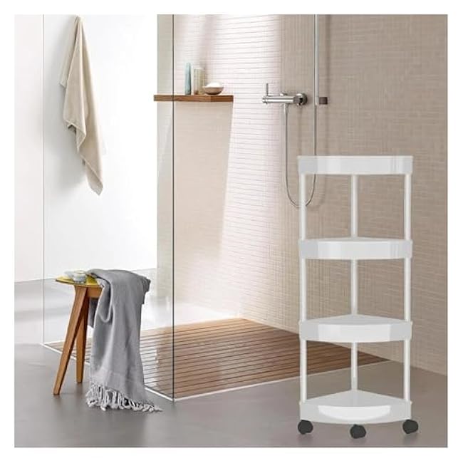 ´¢Îï³µ 3/4 Tier Corner Storage Rack - Space Saving Multi Functional Organizer Shelves for Kitchen, Living Room, Bathroom, Pantry(White-3Tiers)-ABNFGLwV