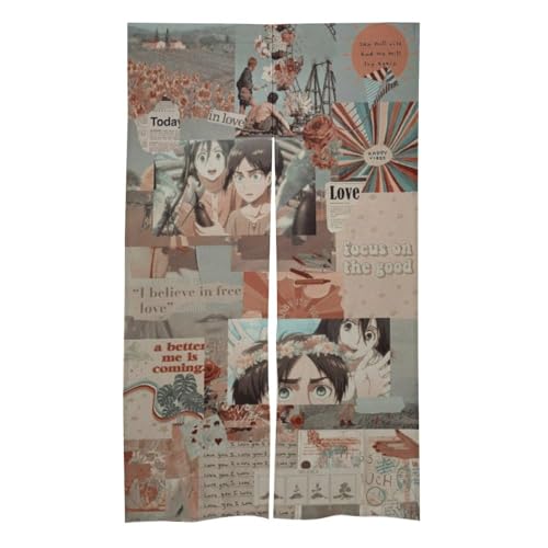 のれん ドアカーテン 進撃の巨人 暖簾 カーテン 目隠し 遮光カーテン プライバシー保護 居酒屋 飲食店 キッチン