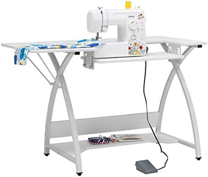 Sew Ready Venus Sewing Table, 45.5" W x 23.5" D x 30" H, White/White