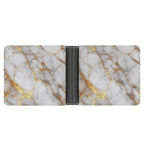 Luxury White Gold Marble Texture Soft PU Leather Bifold Wallet, Coin Purse Credit Pass Case, Durable Card-Holder Slim Billfold for Men Woman Money Storage3