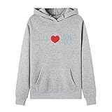 TOPSELD Women Long Sleeve Heart Print Hooded Sweatshirt Automn&Winter Blouse Lady Tops