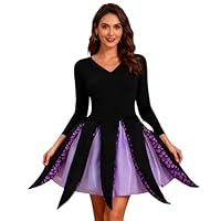 Qianly Halloween Octopus Costume Long Tentacles Octopus Skirt Women Ursula Mermaid Costume Women's Ursula Skirt Halloween Octopus Dress for Women, Girls, Cosplay Party Funny Fancy Dress