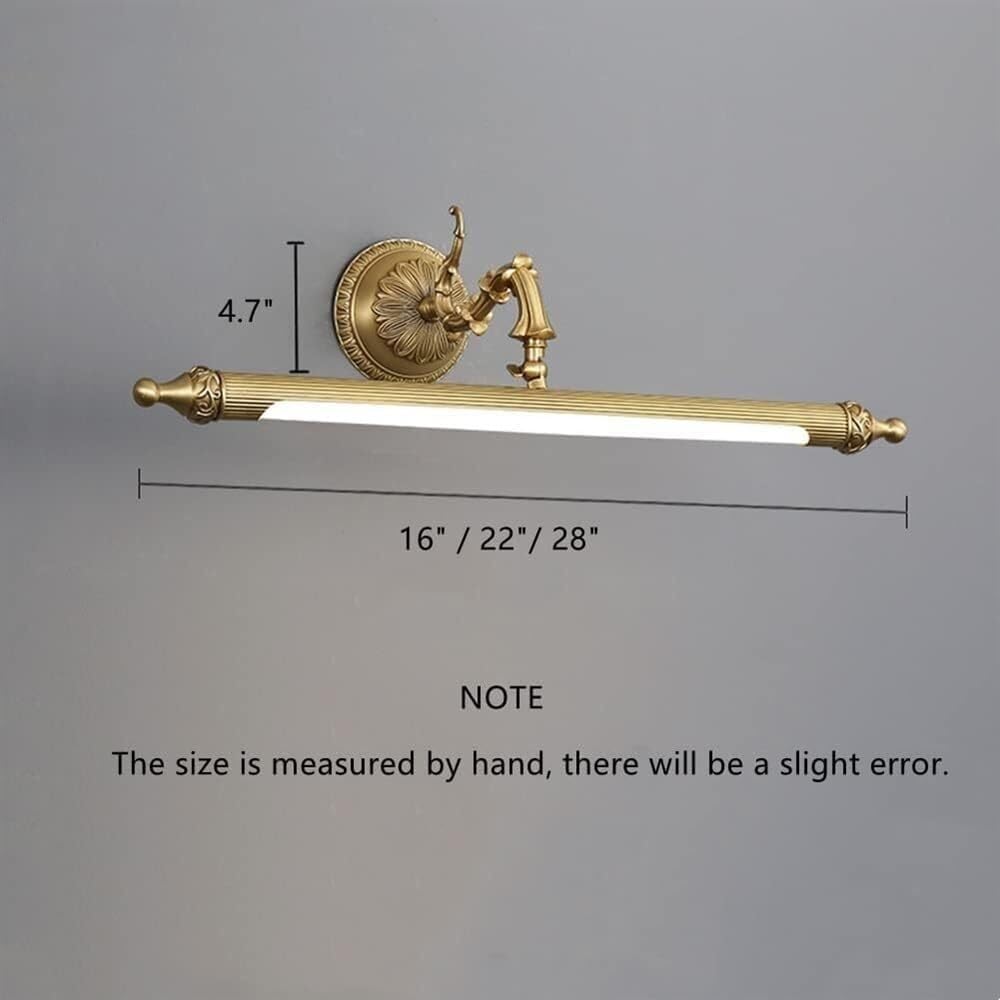 Długi pasek vintage lampa toaletkowa tradycyjna obrotowa lampa łazienkowa antyczne mosiężne lustro przednie oprawy oświetleniowe (neutralne światło-71 cm)
