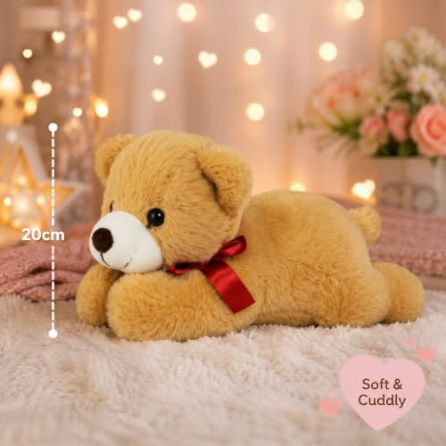 Image of Plush Sleepy Bear Stuffed Toy, 20 cm, Soft Velvety Material Brown