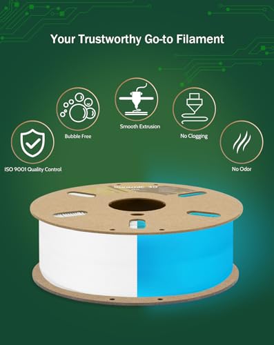 Image of DURAMIC 3D PLA Glow in The Dark Filament Luminous Neatly Wound 1.75mm 1Kg | 3D Printing Filament 1.75mm Dimensional Accuracy + /- 0.02 mm, Fit Most FDM 3D Printers Glow Blue