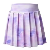 Bezioner Mädchen Tennisrock,Faltenrock mit Taschen Innenhose,Golf Skorts Plissierte Skater Sportrock Kinder Minirock Schuluniform Lila L(8-9 Jahre,120–130 cm)