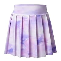 Bezioner Mädchen Tennisrock,Faltenrock mit Taschen Innenhose,Golf Skorts Plissierte Skater Sportrock Kinder Minirock Schuluniform Lila L(8-9 Jahre,120–130 cm)