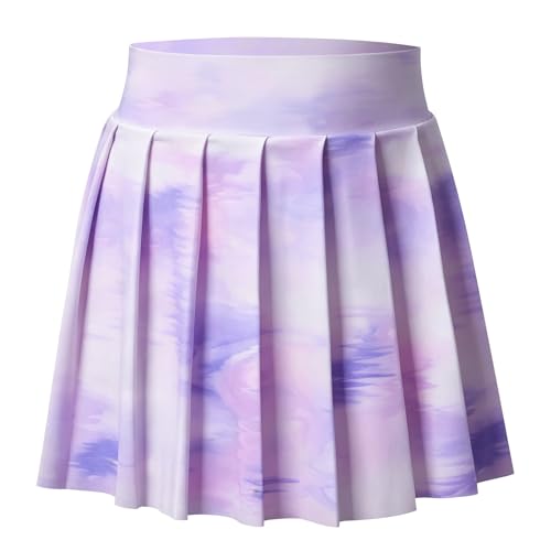 Bezioner Mädchen Tennisrock,Faltenrock mit Taschen Innenhose,Golf Skorts Plissierte Skater Sportrock Kinder Minirock Schuluniform Lila L(8-9 Jahre,120–130 cm)