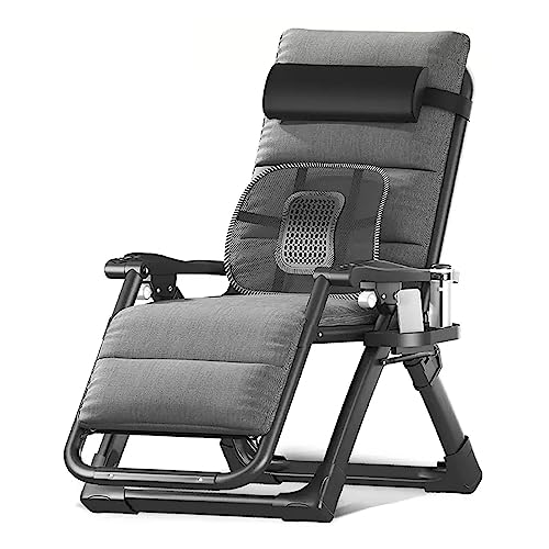 Tumbona plegable para exteriores con cojín y almohada, silla ajustable de gravedad cero para patio, jardín, césped, camping, playa, silla reclinable con reposacabezas portátil y cómoda