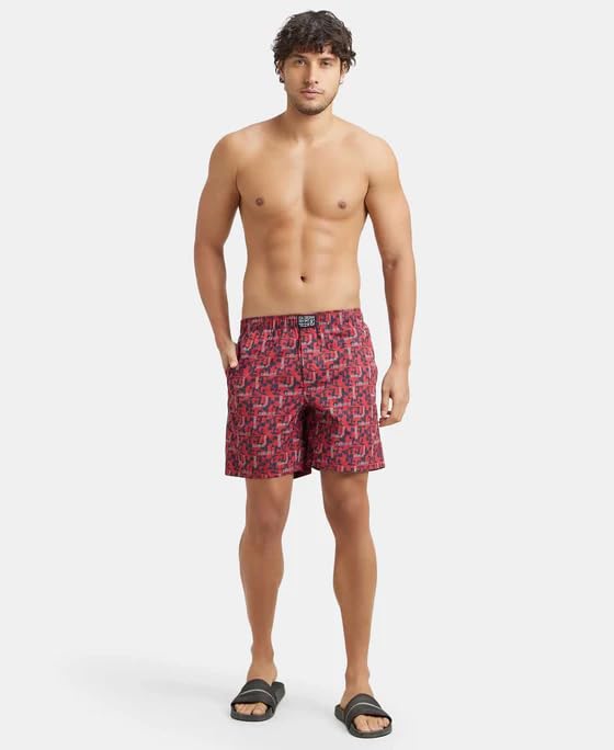 Image of Jockey US57 Men Super Combed Mercerized Cotton Woven Printed Boxer Shorts with Side Pockets (Prints May Vary)