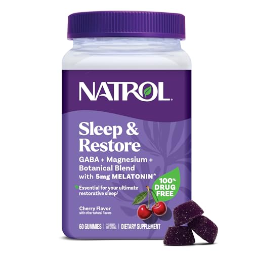 Natrol Sleep & Restore Magnesium Glycinate GABA Melatonin 5mg 60 Gummies