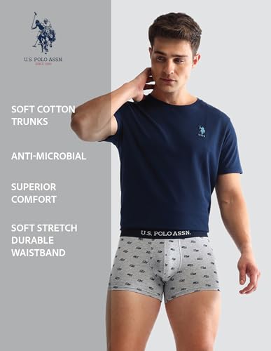 Image of U.S. Polo ASSN. Mens OET14 Anti Microbial Printed Underwear Trunks - Pack of 3
