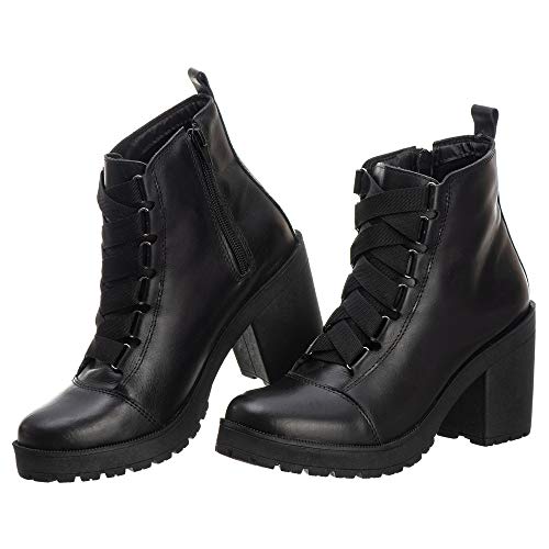 Bota Coturno Couro Nanda Ramos Zíper Preta