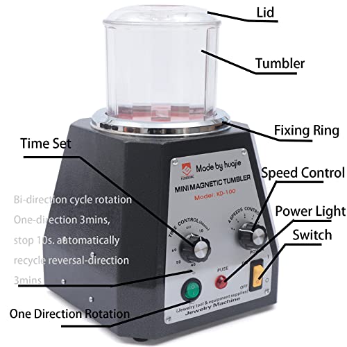 Magnetic Tumbler Jewelry Polisher, 100mm Magnetic Polisher 4 Speed Control 2000RPM Jewelry Polisher Tumbler, Jewelry Polisher Finisher Diamonds Finishing Machine