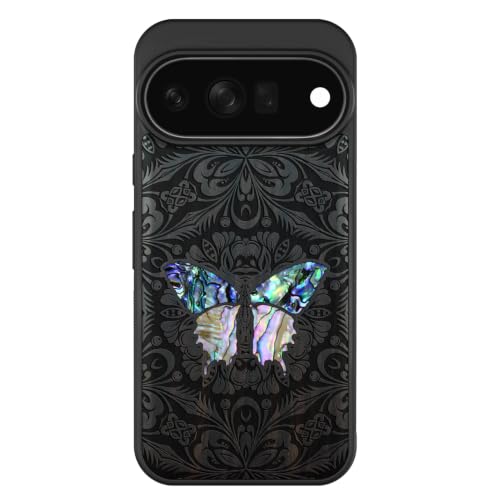 Étui Pixel 11 Pro XL antichoc en bois résistant, protection élégante papillon