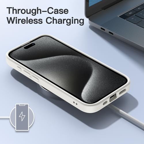 Image of JETech Matte Cover Case for iPhone 15 Pro 6.1-Inch, Shockproof Military Grade Drop Protection, Frosted Translucent Back Phone Cover, Anti-Fingerprint (White)