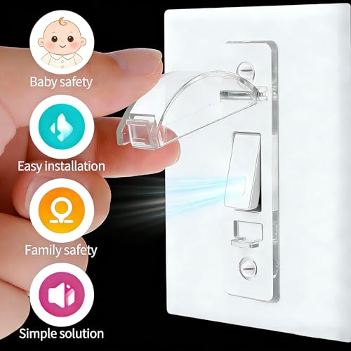 Image of ZEFTV 2 Pack Toggle Light Switch Cover Guard Child Proof Wall Light Switch Lock Protects Your Lights from being Accidentally Turned On or Off by Children and Adults, Clear