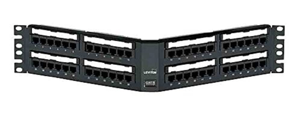 Leviton Extreme Cat 6+ Angled 110-Style Patch Panel, 2RU, 48-Port