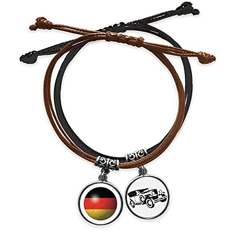 Bracelet en cuir Allemagne tressé main de la Coupe du Monde